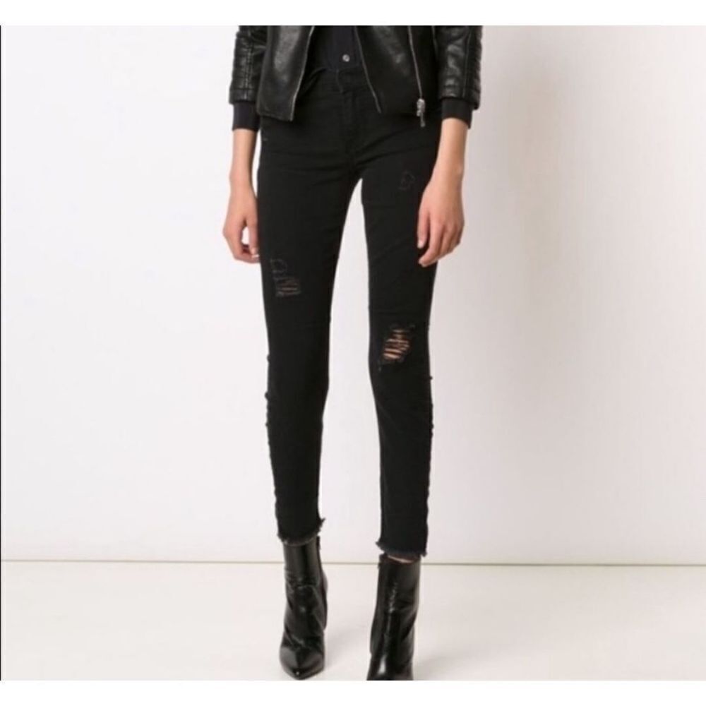RtA Road to Awe black Distressed raw hem jeans sz 26